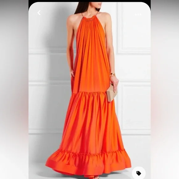 Stella McCartney Silk Dress Gown orange vibes Oscar - Picture 5 of 7